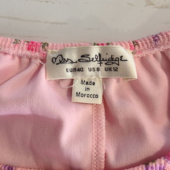 Miss Selfridge Chiffon Shirred Waist Midi Dress Pink Patchwork Cottage Feminine - Picture 5 of 9